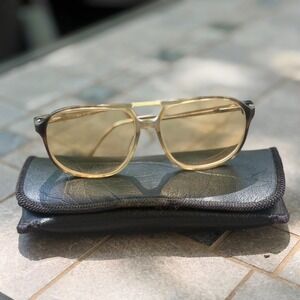 Clearvision Aviator Style Tinted Glasses Mens L 145mm Tan Amber Vtg Grandpa Core